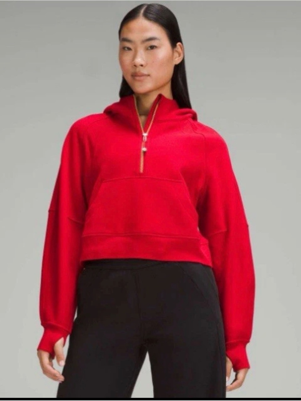 Lululemon Gold and Red Lunar New Year Scuba Oversized Half-Zip Hoodie- Size xs/s